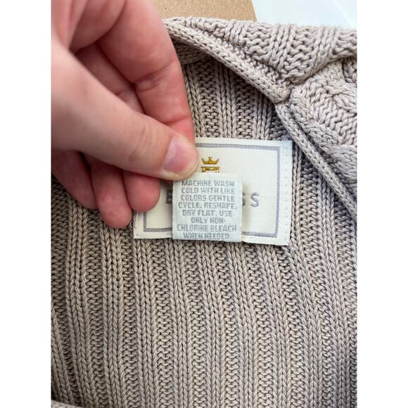 Vintage Express Cable Knit Neutral Boxy Cropped Classic Cotton Sweater - Medium - Picture 9 of 10
